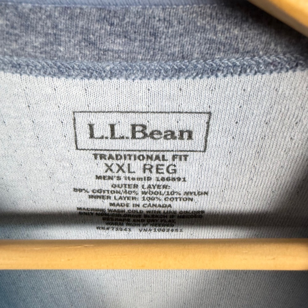 L.L. Bean River Driver Shirt Men XXL Blue L/S Henley Wool Blend Two-Layer Basic - Picture 5 of 7